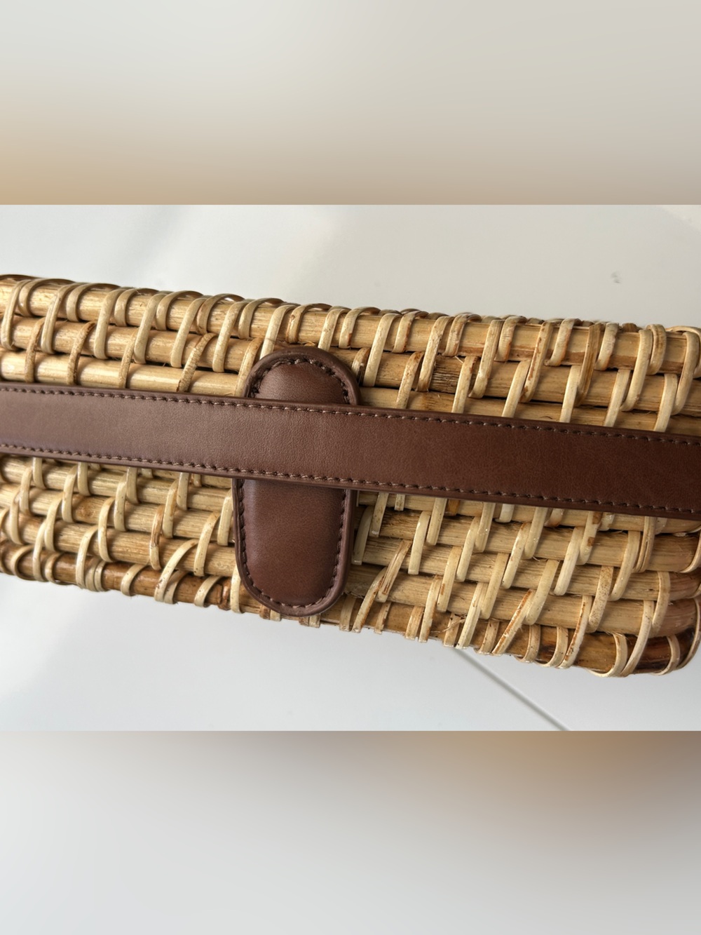 J. Crew Factory Woven Crossbody Bag Natural Rattan Vegetable Fiber BQ263 - Picture 9 of 10